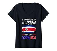 Womens Talk About Costa Rica Flag Design Vacation Travel Costa Rica V-Neck T-Shirt