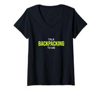 Women's Talk Backpacking to Me Funny Backpacker V-Neck T-Shirt
