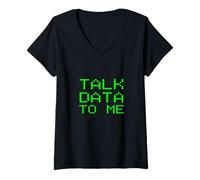 Women's Talk Data to Me Funny Analyst Analysis Slogan Financial Joke V-Neck T-Shirt
