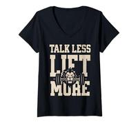 Womens Talk Less Lift More Gym Motivation V-Neck T-Shirt