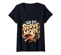 Women's Talk Less Serve More Ping Pong Table Tennis Paddle V-Neck T-Shirt