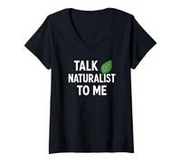 Womens Talk Naturalist to Me Leaf - Nature Lover Humor V-Neck T-Shirt