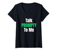 Womens Talk Prompty to Me AI Viral Meme Artificial Intelligence V-Neck T-Shirt