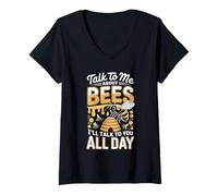 Women's Talk to Me About Bees I Will Talk to You All Day V-Neck T-Shirt