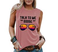 Womens Talk to Me Goose Graphic T-Shirt Vacation Sleeveless Yoga Tees Casual Round Neck Tank Tops Rosa Pink M