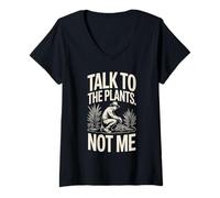 Women's Talk to The Plants Not Me Funny Gardener V-Neck T-Shirt