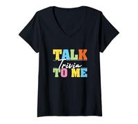 Womens Talk Trivia To Me Funny Trivia Night Games For Trivia Lovers V-Neck T-Shirt