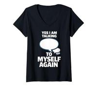 Women's Talking to Myself Funny Introvert Overthinking Humor V-Neck T-Shirt