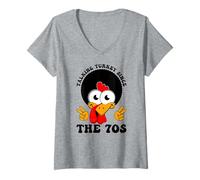 Womens Talking Turkey Since The 70s Thanksgiving Fall Funky V-Neck T-Shirt