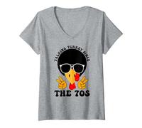 Womens Talking Turkey Since The 70s Thanksgiving Fall Funky V-Neck T-Shirt
