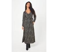 Womens Tall Animal Print Ruffle Front Midi Dress Animal 8
