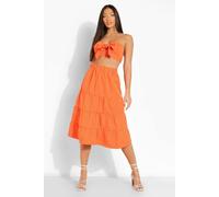 Womens Tall Bandeau And Tiered Maxi Co-Ord - Orange - 14, Orange