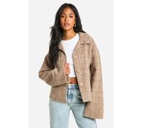 Womens Tall Check Wool Look Jacket - Beige - 8, Beige