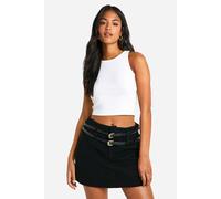 Womens Tall Check Wool Look Micro Mini Skirt - Black - 8, Black