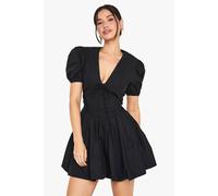 Womens Tall Corset Detail Puff Sleeve Milkmaid Skater Dress - Black - 8, Black