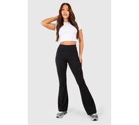 Womens Tall Cotton Jersey Folded Waistband Yoga Flares - Black - 12, Black
