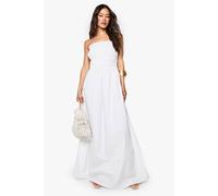 Womens Tall Cotton Poplin Shirred Maxi Dress - White - 16, White