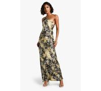 Womens Tall Cowl Back Abstract Animal Maxi Dress - Grey - 14, Grey