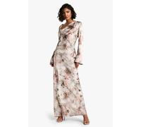 Womens Tall Drape Shoulder Abstract Maxi Dress - Grey - 8, Grey