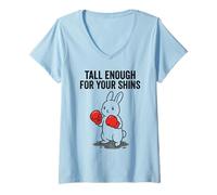Women's Tall Enough for Your Shins Cute Funny Bunny Rabbit V-Neck T-Shirt