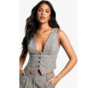 Womens Tall Herringbone Wool Look Waistcoat - Grey - 14, Grey