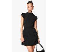 Womens Tall High Neck Structured Tailored Mini Dress - Black - 14, Black