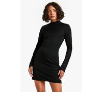Womens Tall High Neck Tailored Shift Dress - Black - 6, Black