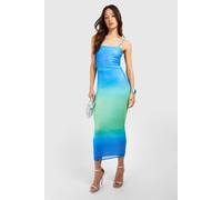 Womens Tall Mesh Ombre Printed Midaxi Dress - Blue - 12, Blue