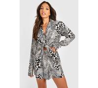 Womens Tall Mixed Animal Print Flippy Shorts - White - 12, White