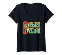 Women's Tall People Reach Short People Climb Climber Rock Climbing V-Neck T-Shirt