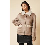 Womens Tall Pocket Aviator Jacket Taupe 10