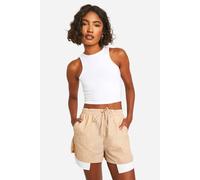 Womens Tall Woven Pocket Detail Shorts - Beige - 12, Beige