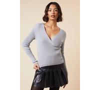 Tall Wrap Knitted Top Dorothy Perkins Grey Marl XL