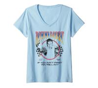 Womens Talladega Nights Ricky Bobby Outline Checkered Flags Movie V-Neck T-Shirt