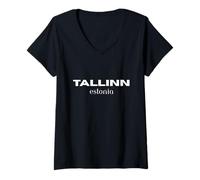 Womens Tallinn Estonia V-Neck T-Shirt