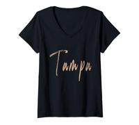 Womens Tampa Florida Vintage Elegant Design V-Neck T-Shirt