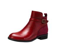 Womens Tan Ankle Boots Arch Support Ankle Boots for Women Shoes Women Booties Sewing Solid Flat with Shoes Features Walking Booties for Broken Ankles (Red, 5.5)