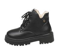 Womens Tan Ankle Boots Black Leather Ankle Boots Women 2025 Fall Chunky Mid Heel Square Toe Booties Women's British Style Front Edgy Biker Short Booties Studded Buckle Boot (Black, 3.5)