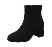 Womens Tan Ankle Boots Womens Walking Ankle Boots Women's Autumn Winter Large Size Thick Heel Side Zipper Solid Color Versatile Fashion High Heel Square Toe Booties Booties for Women No