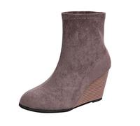 Womens Tan Ankle Boots Women's Winter Short Boots Side Zipper Boot for Women Ankle Boot Short Single Shoes for Ladies Casual Shoes Rain Size 9 (Grey,6)