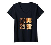 Womens Tan Color Double Bear Arrows Tan Graphic V-Neck T-Shirt