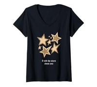 Womens Tan Color I Told The Stars Tan Graphic V-Neck T-Shirt