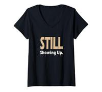 Women's Tan Color Still Showing Up. Tan Graphic V-Neck T-Shirt