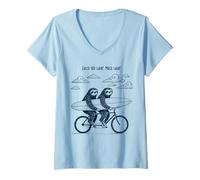 Women's Tandem Sloth Surf Bike Catch You Later Much Later V-Neck T-Shirt