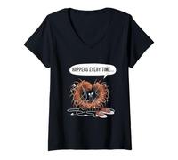 Womens Tangled Millipede Happens Every Time Humor Bug Lover V-Neck T-Shirt