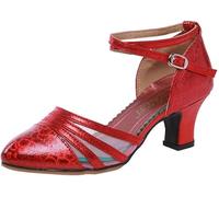 Women's Tango Modern Dancing Shoes Latin Ballroom Adult Shoes Party Style 4.5 Red