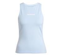 adidas Women's Essentials Linear Slim Cotton Tank, Glow Blue/White, L