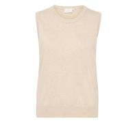 KAFFE Women's Slipover Knitted Sleeveless Round Neck Regular Fit Hip Length Pullover, Feather Gray Melange, Large