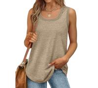 Women's Tank Top Sleeveless Tops Sexy Summer Tank Top Cotton Blouse Top Loose Fit Tank Top Sports T Shirt Plain Blouse Basic Tops Tank Tops Women Summer Fashion (Available in Plus Size), #03 Khaki, L
