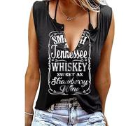 Women's Tank Top Summer Smooth As Tennessee Whiskey Shirt Sleeveless Basic T-Shirt Sexy V-Neck Vest Tunic Blouse Top, black, M